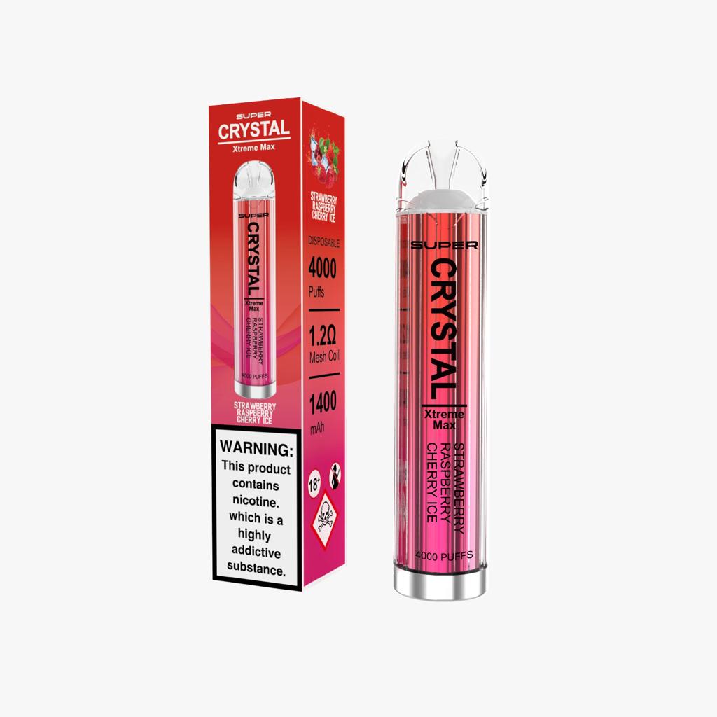 Super Crystal Xtreme Max 4000 Disposable Vape Pod Puff Device-Strawberry Raspberry Cherry Ice-vapeukwholesale