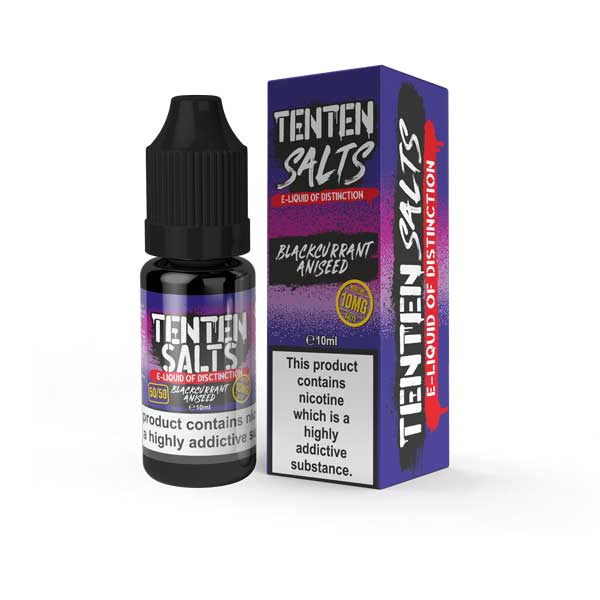 Ten Ten Nic Salts 10ml E-liquids - Box of 10-Blackcurrant Aniseed-vapeukwholesale