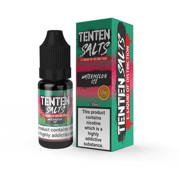 Ten Ten Nic Salts 10ml E-liquids - Box of 10-Watermelon Ice-vapeukwholesale