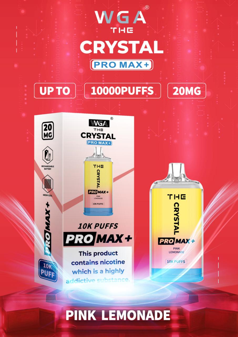 The Crystal Pro Max + 10000 Disposable Vape Puff Pod Box of 10-Pink Lemonade-vapeukwholesale