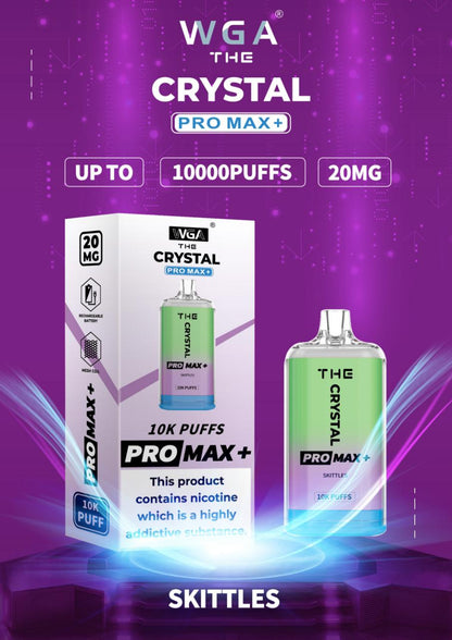 The Crystal Pro Max + 10000 Disposable Vape Puff Pod Box of 10-Skittes-vapeukwholesale