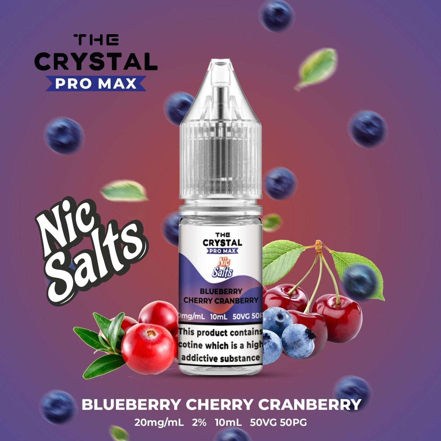 The Crystal Pro Max Hayati Nic Salts 10ml Box of 10-Blueberry Cherry Cranberry-vapeukwholesale