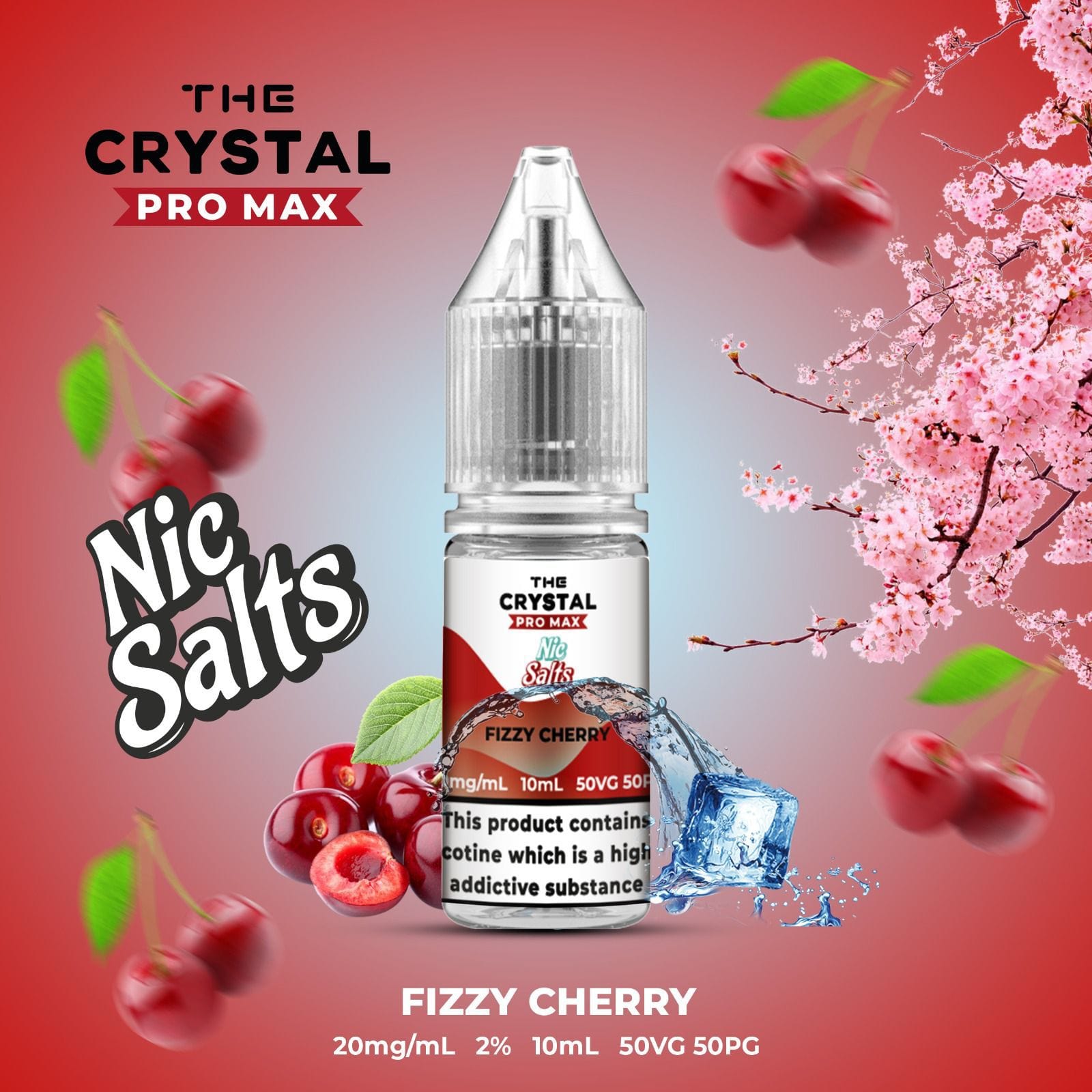 The Crystal Pro Max Hayati Nic Salts 10ml Box of 10-Fizzy Cherry-vapeukwholesale