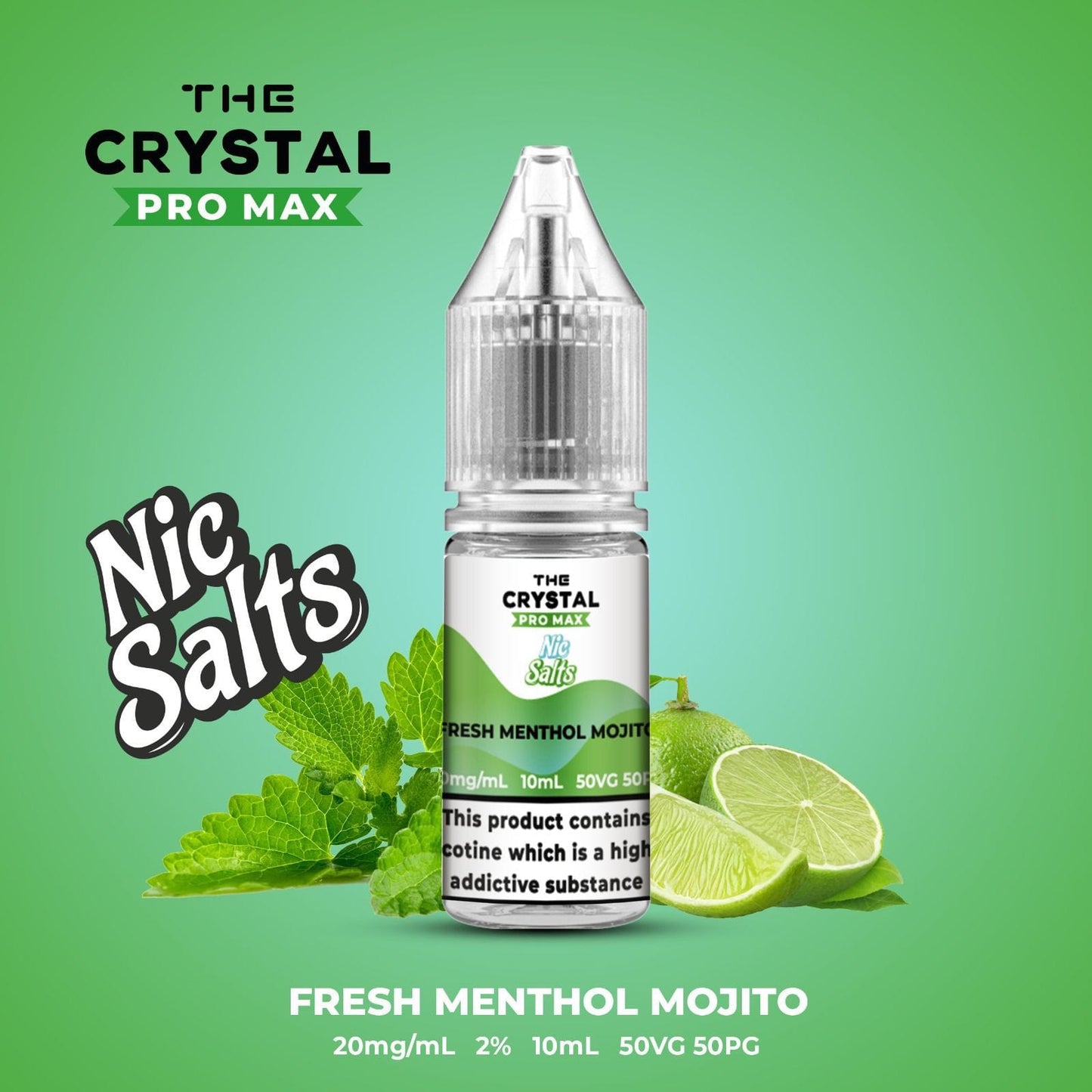 The Crystal Pro Max Hayati Nic Salts 10ml Box of 10-Fresh Menthol Mojito-vapeukwholesale