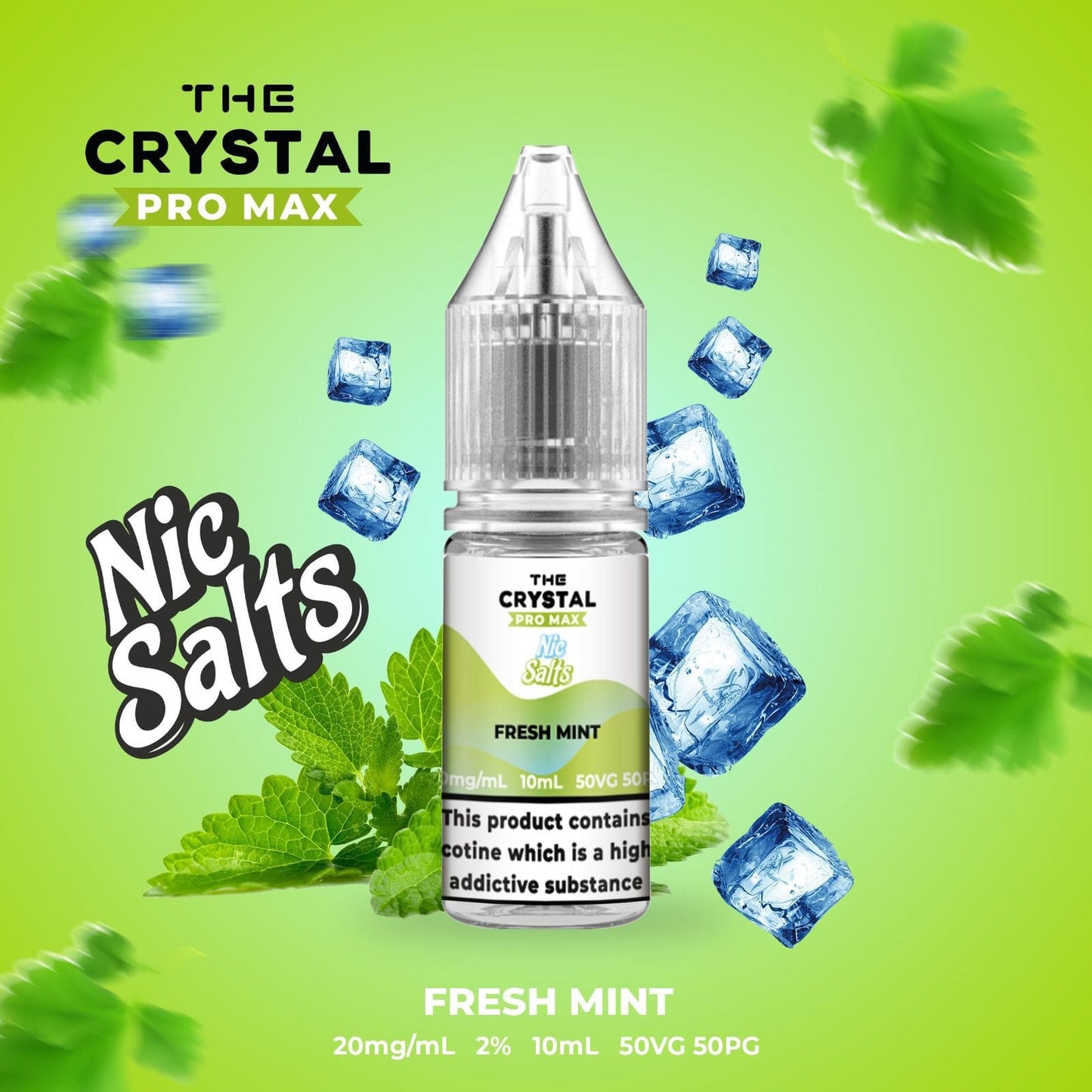 The Crystal Pro Max Hayati Nic Salts 10ml Box of 10-Fresh Mint-vapeukwholesale