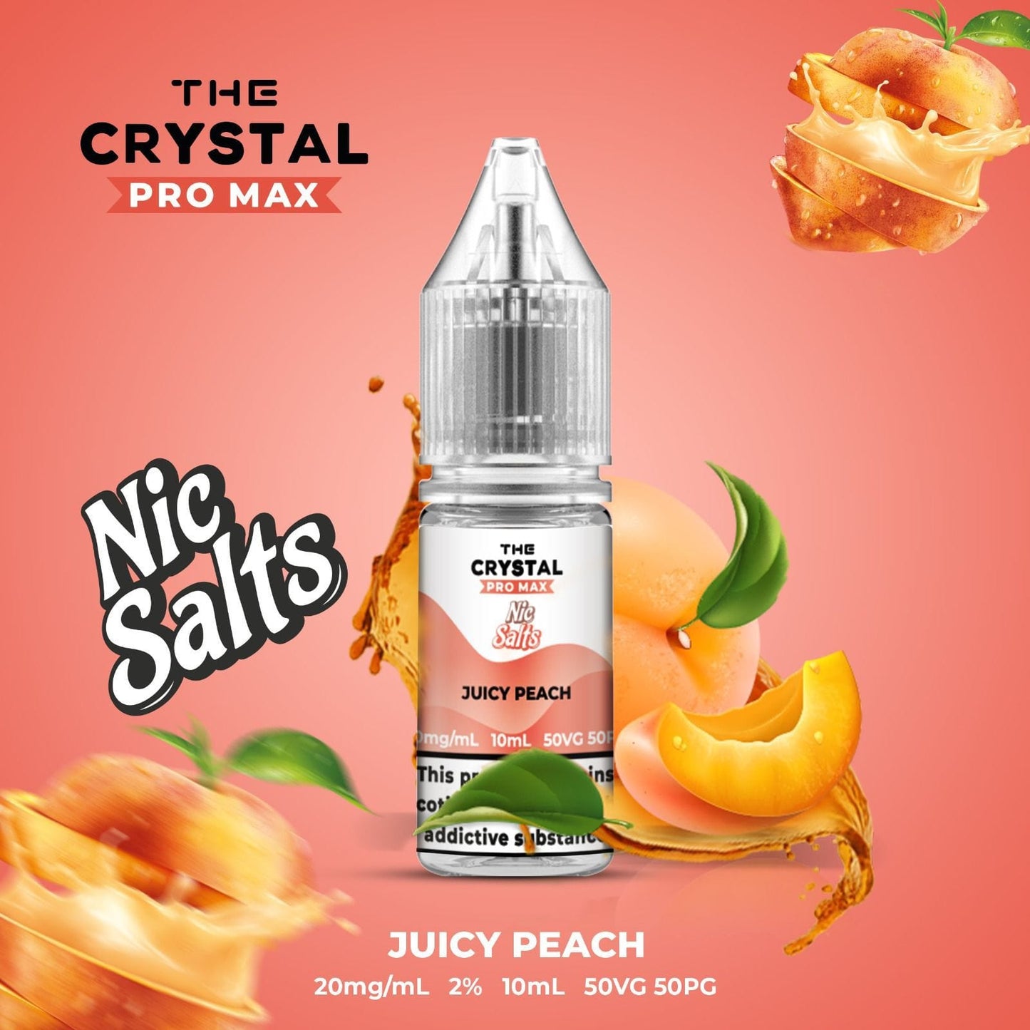 The Crystal Pro Max Hayati Nic Salts 10ml Box of 10-Juicy Peach-vapeukwholesale