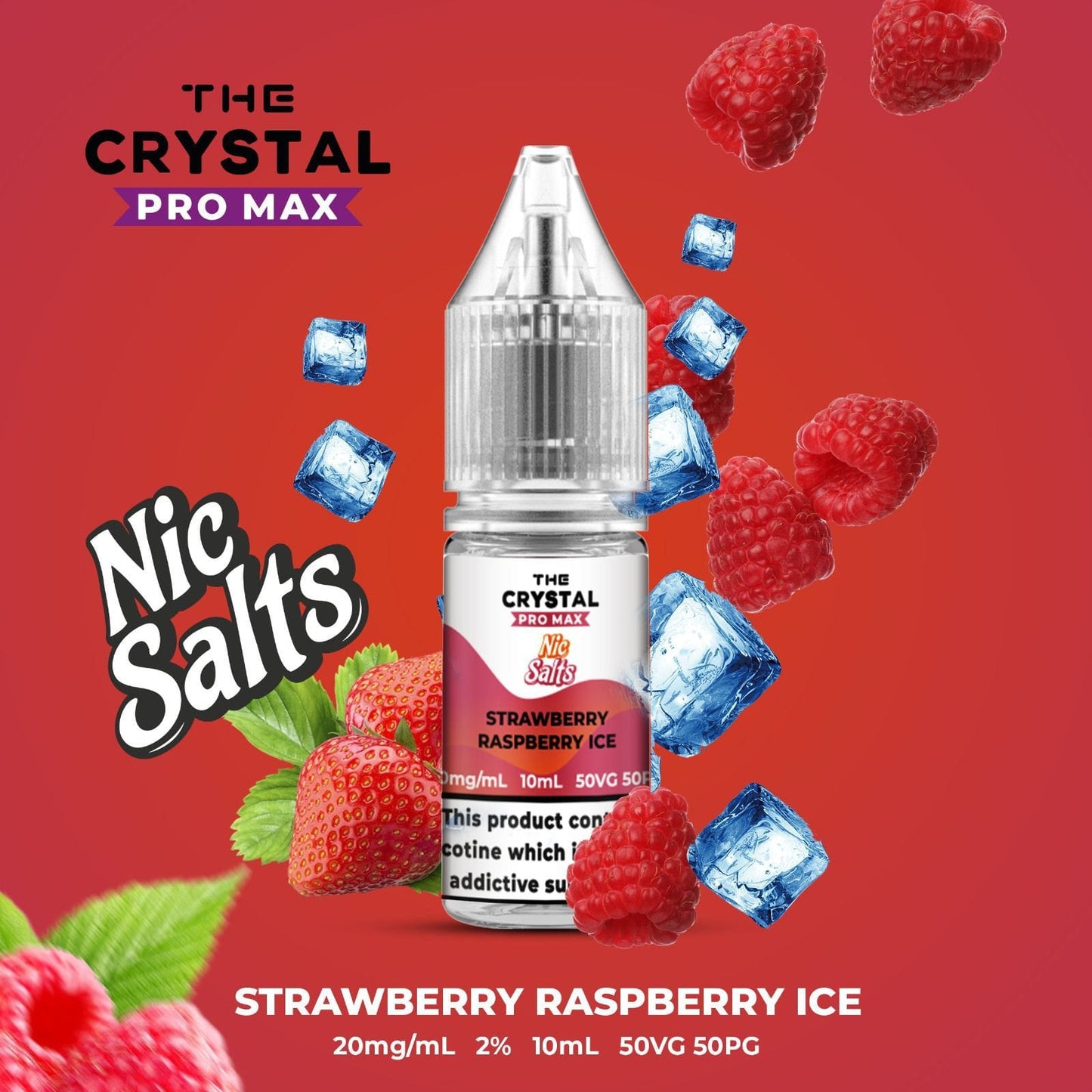 The Crystal Pro Max Hayati Nic Salts 10ml Box of 10-Strawberry Raspberry Ice-vapeukwholesale