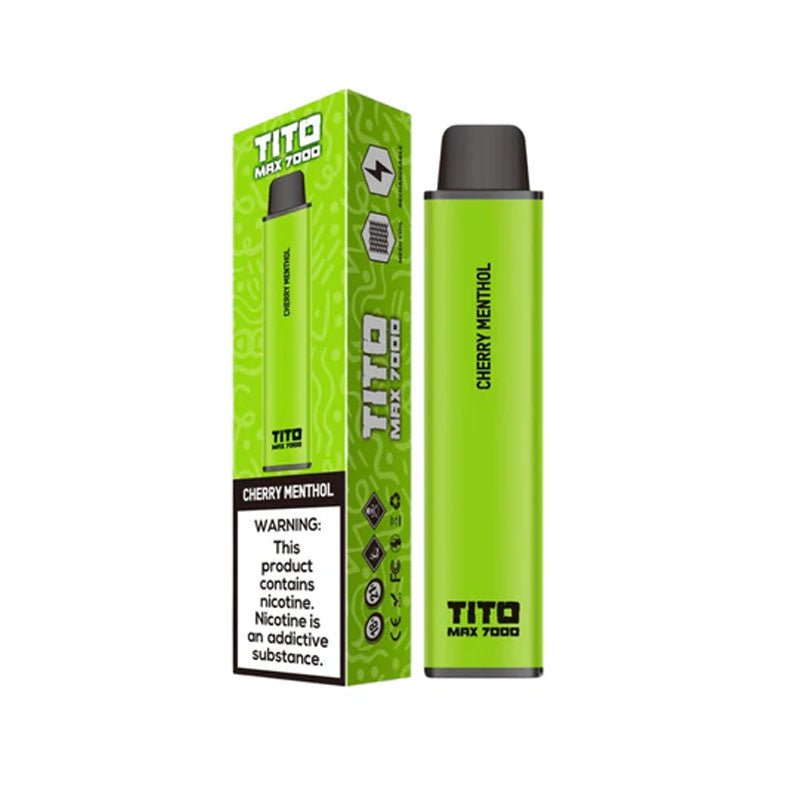 Tito Max 7000 Disposable Vape Pod Box of 10-Cherry Menthol-vapeukwholesale