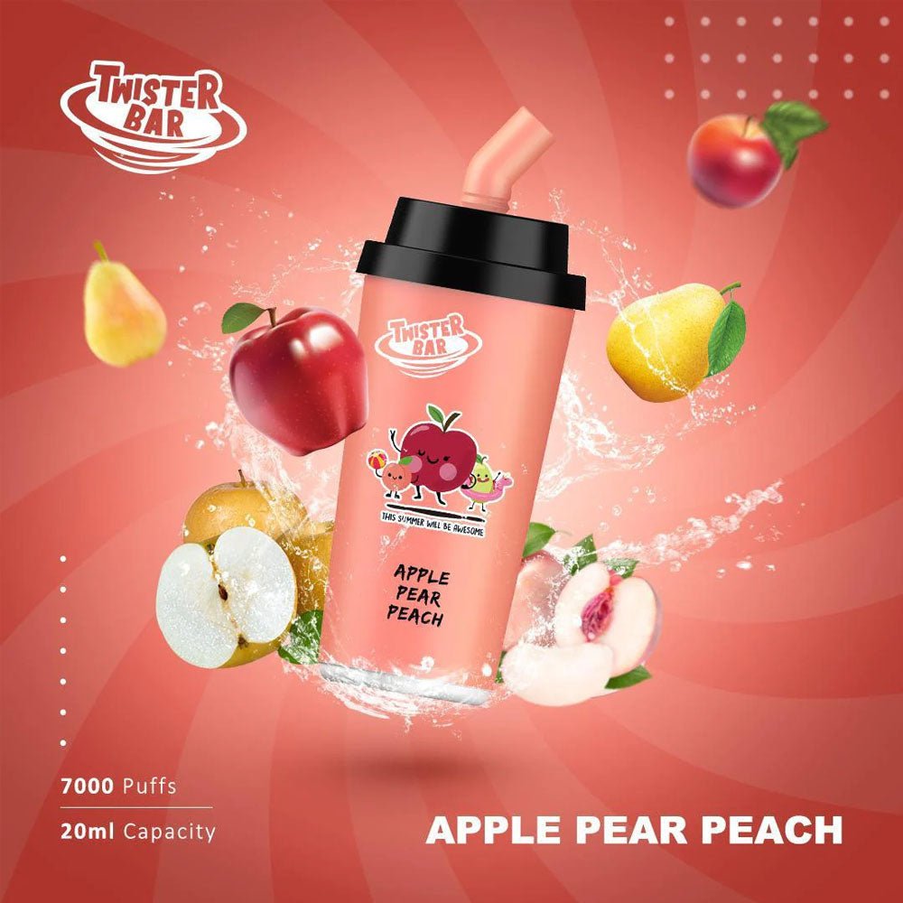 Twister Bar 7000 Disposable Vape Pod Box of 10-Apple Peach Pear-vapeukwholesale