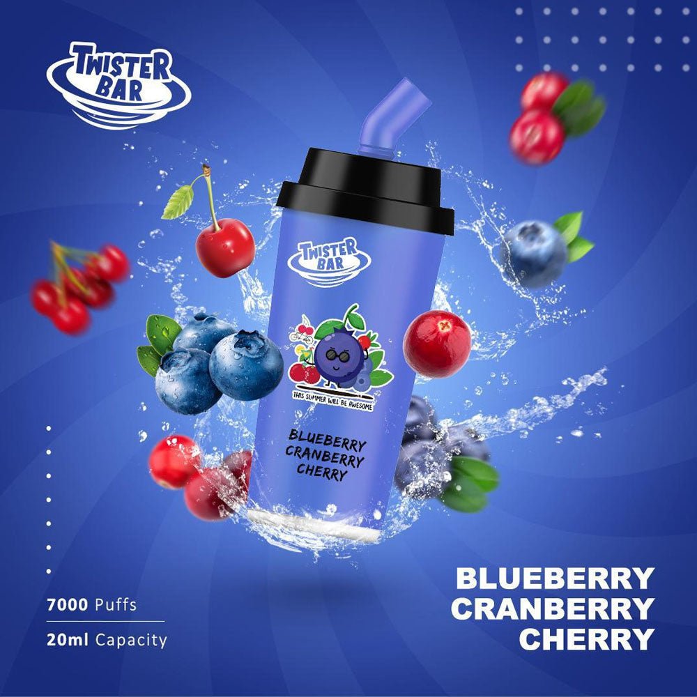 Twister Bar 7000 Disposable Vape Pod Box of 10-Blueberry Cherry Cranberry-vapeukwholesale