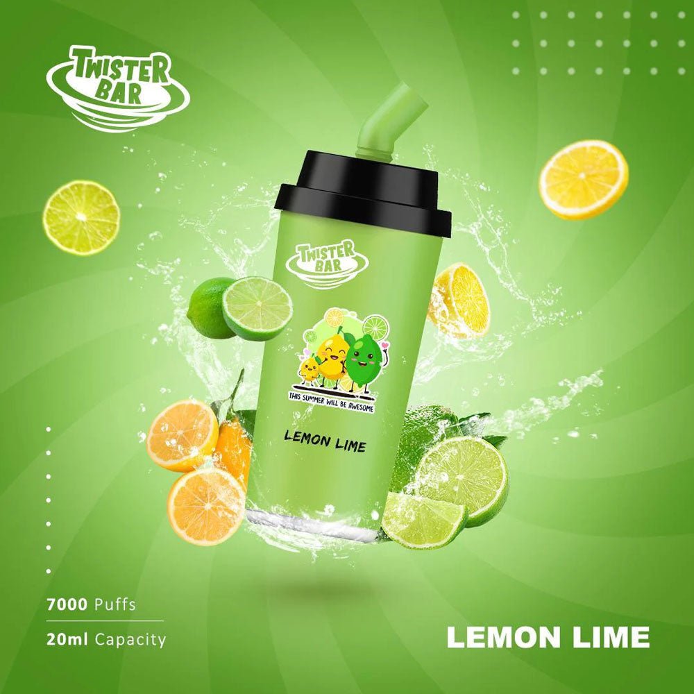 Twister Bar 7000 Disposable Vape Pod Box of 10-Lemon Lime-vapeukwholesale