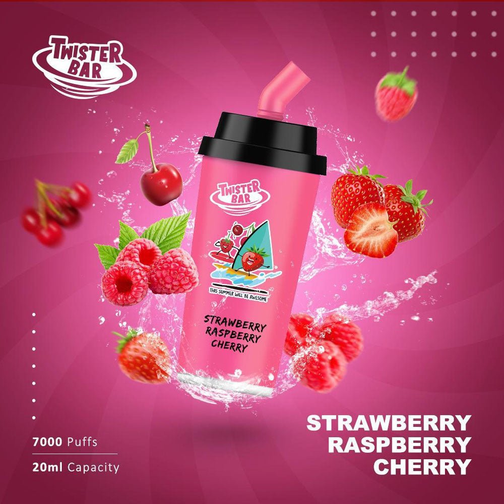 Twister Bar 7000 Disposable Vape Pod Box of 10-Strawberry Rasberry Cherry-vapeukwholesale