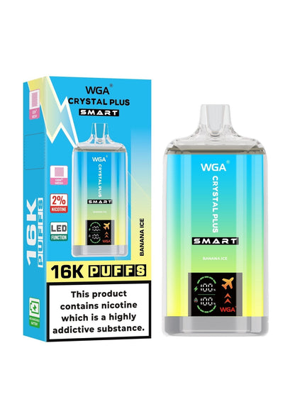 WGA Crystal Plus Smart 16000 Puffs Disposable Vape Box of 10 - Banana Ice - vapeukwholesale