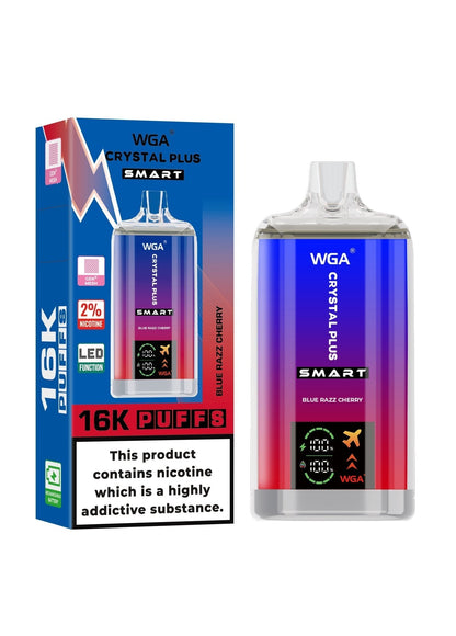 WGA Crystal Plus Smart 16000 Puffs Disposable Vape Box of 10 - Blue Razz Cherry - vapeukwholesale