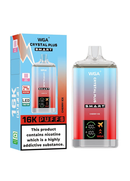 WGA Crystal Plus Smart 16000 Puffs Disposable Vape Box of 10 - Cherry Ice - vapeukwholesale