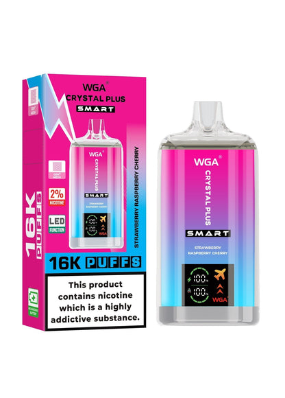 WGA Crystal Plus Smart 16000 Puffs Disposable Vape Box of 10 - Strawberry Raspberry Cherry - vapeukwholesale