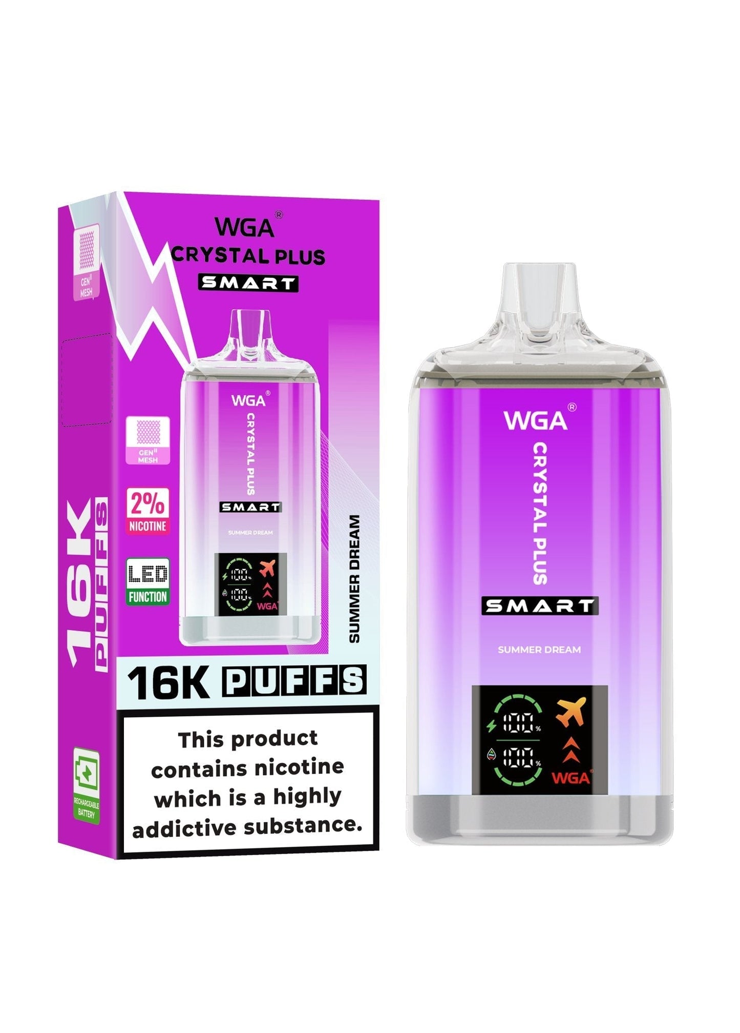 WGA Crystal Plus Smart 16000 Puffs Disposable Vape Box of 10 - Summer Dream - vapeukwholesale