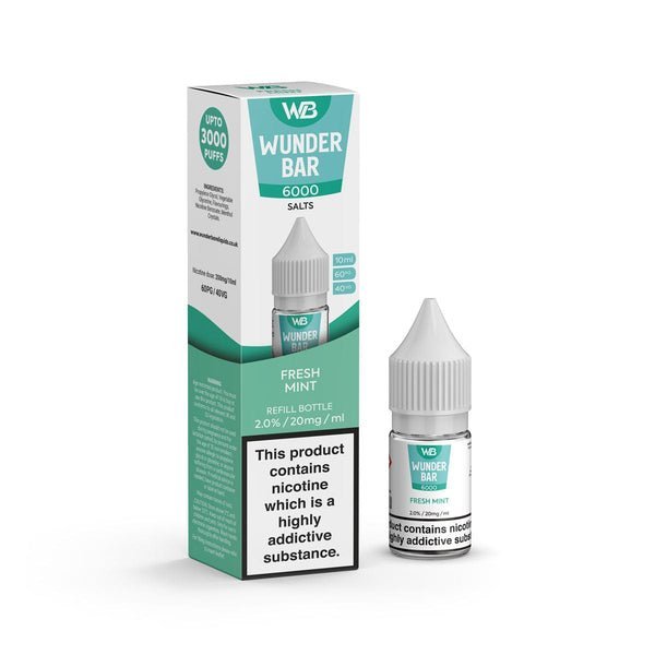 Wundar Bar 6000 Nic Salt 10ml - Box Of 10-Fresh Mint-vapeukwholesale