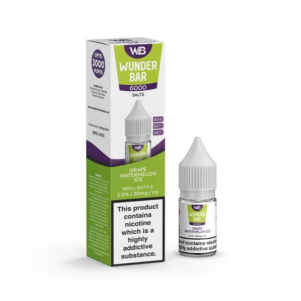 Wundar Bar 6000 Nic Salt 10ml - Box Of 10-Grape Watermelon Ice-vapeukwholesale