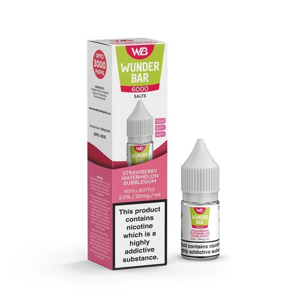 Wundar Bar 6000 Nic Salt 10ml - Box Of 10-Strawberry Watermelon Bubblegum-vapeukwholesale