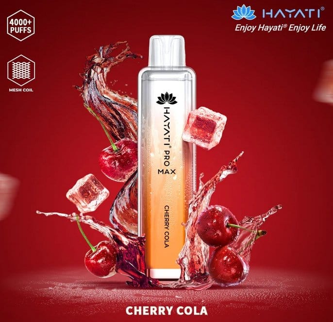 Zero Nicotine Hayati Crystal Pro Max 4000 Disposable Vape Puff Bar Box of 10-Cherry Cola-vapeukwholesale