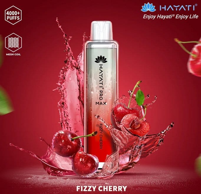 Zero Nicotine Hayati Crystal Pro Max 4000 Disposable Vape Puff Bar Box of 10-Fizzy Cherry-vapeukwholesale