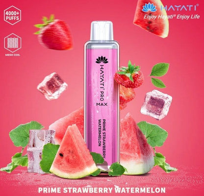 Zero Nicotine Hayati Crystal Pro Max 4000 Disposable Vape Puff Bar Box of 10-Prime Strawberry Watermelon-vapeukwholesale