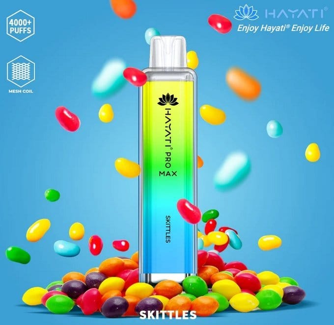 Zero Nicotine Hayati Crystal Pro Max 4000 Disposable Vape Puff Bar Box of 10-Skittles-vapeukwholesale