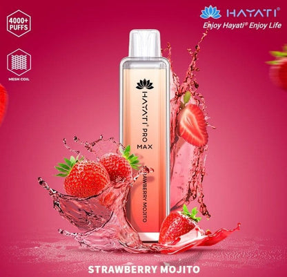 Zero Nicotine Hayati Crystal Pro Max 4000 Disposable Vape Puff Bar Box of 10-Strawberry Mojito-vapeukwholesale