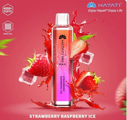 Zero Nicotine Hayati Crystal Pro Max 4000 Disposable Vape Puff Bar Box of 10-Strawberry Raspberry Ice-vapeukwholesale