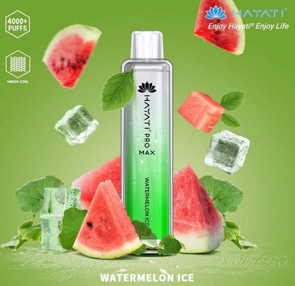 Zero Nicotine Hayati Crystal Pro Max 4000 Disposable Vape Puff Bar Box of 10-Watermelon Ice-vapeukwholesale